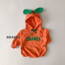 베이비스샵 빠빠 오렌지슈트 레터링바디슈트 아기오버롤 둥이룩