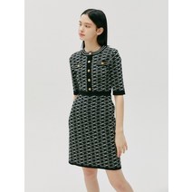 질스튜어트뉴욕 블랙 로고패턴 코튼혼방 5부소매니트원피스 JSSW2D530BK 368614