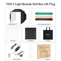 PULUZ-40cm 접이식 72W 5500K 스튜디오 촬영 텐트 보석 소프트 박스 사진 조명 키트 4 색 배경 LED 상자, UK Plug soft box
