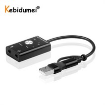 외부 USB 사운드 카드 스테레오 마이크 스피커 헤드셋 오디오 잭 3 5 케이블 어댑터 음소거 스위치 볼륨 7 1 5 1, 단일옵션