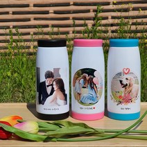 머그프리 포토텀블러제작 400ML 애니멀 가벼운 스텐 이중 차량용 커플 텀블러 만들기, 블랙+선물용상자