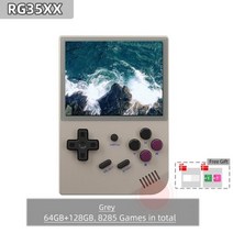 휴대용 레트로 오락실 게임기 ANBERNIC RG35XX 미니 핸드 헬드 게임 콘솔 리눅스 시스템 3.5 인치 IPS 640*480 스크린 플레이어 선물 크리스마스, CHINA _Grey 192G | With Bag