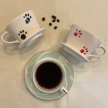 예쁜 냥냥이 발바닥 콩 도자기 핸드드립 커피 드리퍼, 빨강 냥이 발바닥