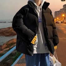 남성 오버 핏 패딩 힙합 빅 사이즈 점퍼 streetwear 따뜻한 겨울 코트 단색 캐주얼 파카 스탠드 칼라 패션 특대 여성 겨울 재킷