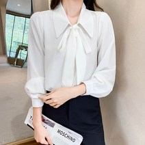 리본셔츠 봄 겨울 가을 화이트 새틴 여성 고퀄리티 디자인감각 보이핏 볼륨 경숙 상의 2777331671