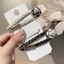 신스엔스 감성 진주 고급 동백꽃 장미 헤어집게핀 세트