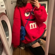 뽀글이 맨투맨 엠엔엠 티셔츠 양털 오버핏 M&M 우정 2color