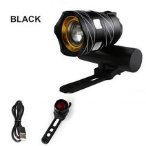 T6 LED USB 라인 후면 조명 조절 가능한 자전거 라이트 2000 루멘 3 모드 줌 전면 헤드 라이트 램프, Black B