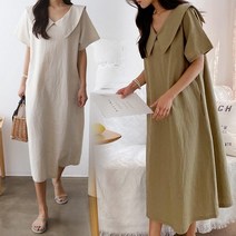 린넨 카라 반팔 원피스 G060