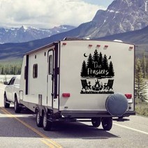 캠핑카 카라반 용품 캠핑 이름 campfire bird tree camper rv 스티커 데칼 motorhome caravan senda 여행 자동차 트럭 비닐 장식, 검은색, 높이 35cmx폭 27cm