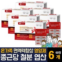 철분 영양제 엽산 비타민D B12 마그네슘 함유 피로회복 면역력 향상 임산부 임신 여성 여자 주부 출산후 신생아 어린이 돌아기 아이 유아 키즈 초중고등학생 청소년 노인 보충제 추천, 60캡슐 6개
