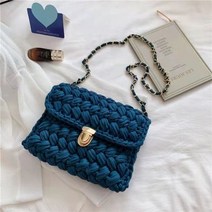 Makone 상표등록 핸드메이드 가방 DIY 크로스 후크라인 미니 클러치백 만들기 코바늘 뜨개질, 빈티지 그린개