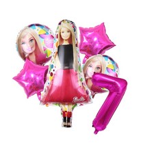 파티 용품 핑크 바비 알루미늄 Ballon 소녀 웨딩 생일 파티 헬륨 글로브 장식 베이비 샤워 인형 번호 호일, 08 Set-7-6pcs
