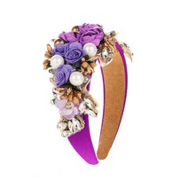 스크런치 곱창밴드럭셔리 수 놓은 꽃 진주 머리띠 여성을 위한 패션 헤어 액세서리 유행 파티 라인석 밴드