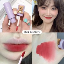 잘 안지워지는 립스틱 타투 다크 체리 레드 벨벳 매트 리퀴드 블러쉬 방수 오래 지속되는 귀여운 곰 립글로스 논 스틱 컵 립 틴트 머드 메이크업, [02] 02