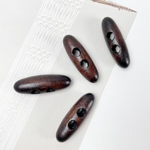 헤세드 국산) 2구 4cm 우드 타원형 떡볶이단추 코트단추 (4개), 다크브라운