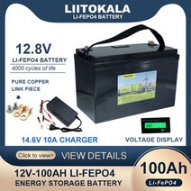 인산철 배터리 LiitoKala 12.8V 310ah 280Ah 120AH LiFePO4 12V 리튬 철 인산염 사이클 투어링 카 14.6V 충전기 세금 156467, 02 12.8V100AH-10A