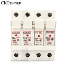 휴즈 퓨즈 1P RT18-32X AC ~ 380V 구리 퓨즈 홀더 10x38mm DIN 레일 장착 하단 어댑터, 04 4P_02 2A