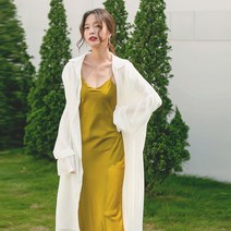 중년여성 롱 로브 가디건 여 자외선차단 여름 루즈핏 미디엄 롱 아이스 에어컨 블라우스 쉬폰 오픈