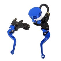cnc 알루미늄 유압 실린더 마스터 리저버 브레이크 레버 케이블 클러치 핸들 세트 250cc 500cc 오토바이, 푸른