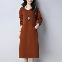 SAMARA 여성 미디원피스 니트원피스 가을 겨울 원피스 라운드넥 롱원피스