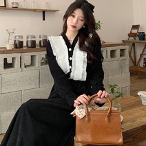 하객룩 봄 팔뚝커버 벌룬 루즈핏 퍼프소매 롱원피스 상견례 드레스