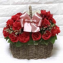 수앤로즈플라워 비누꽃바구니 30송이 40송이 50송이 어버이날선물 병문안선물 개업선물, 40송이-레드 카네이션 혼합