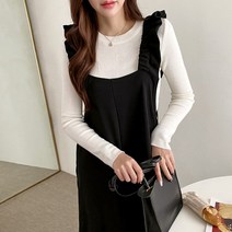 코지 여자 러블리 끝판왕 어깨 프릴 멜빵 점프슈트 와이드팬츠