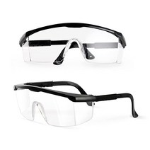 PACIFIC PPE 안전 안경 2팩 김 서림 방지 긁힘 방지 투명 랩 어라운드 렌즈 및 미끄럼 방지 그립 조절 가능 실험실 고글