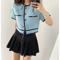 춘게엘 여성 여름 라운드 캔톤 박시 하프 자켓 반팔 코트 dng050-806