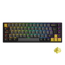 Akko 5075S 개스킷 기계식 키보드 ISO-DE 75% 레이아웃 게이밍 회전식 손잡이 측면 RGB 스트립 핫스왑 선형 스위치 체리 PBT 키캡 포론 폼 Win/Mac용 NKR, Black & Gold | Linear Cream Ye, 68 Tasten | ISO DE