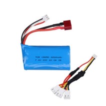 18650 7.4V 3000MAH lipo 배터리 2s Wltoys 12423 10428 12429 12401 12402 12402A RC 자동차 예비 부품 충전기 7.4V 20, 1개, 1pcs 3in1, 단일