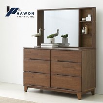 하원가구 고토 고무나무 1200A 서랍 화장대 세트, 월넛