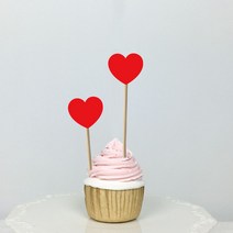 써봄토퍼 미니픽 - 생일 생신 환갑 케이크토퍼, 25) 하트(빨강색-2개)