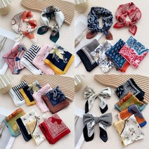 (앙상블)53X53 쁘띠 실크 스카프 목 머플러 여름 봄