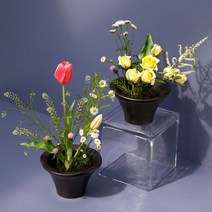 이케바나 도자기 블랙 수반 꽃꽂이 화병 디자인 꽃병, 이케바나 블랙수반, 03.일자형