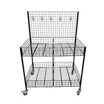 바퀴달린진열대 피시방매대 슈퍼마켓 2단 과자진열대, 75x50x82x128 소형-흰색 3인치 휠
