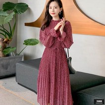 가바바 여성 원피스 화려한 잔플라워 패턴이 예쁜 넥프릴 주름 쉬폰 롱원피스 G49575
