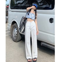 YCNZ 컬러 와이드 레그 팬츠 여성용 하이웨이스트 처짐 2022 신작 봄옷 슬림 스트레이트 청바지 미국 하이 스트리트 팬츠 7 COLOUR