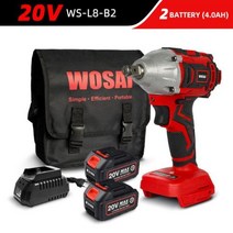 WOSAI 무선 브러시리스 전동 렌치 임팩트 20V 소켓 320Nm 리튬 이온 배터리 핸드 드릴 설치, CHINA, EU, 20V WS-L8-B2