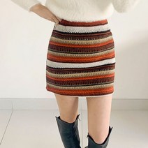 퍼니걸스 9849 데일리 보헤미안 니트 H라인 미니 스커트 여성의류