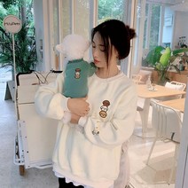 강아지 견주 커플룩 귀여운 맨투맨 댕플룩 개플룩 옷, 견주 크림_견주 S