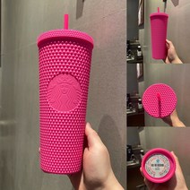 스타벅스 중국 2021 썸머MD 5차 다이아몬드 시리즈 루비핑크 바비핑크 지압텀 대용량 PP소재 빨대컵 710ml (6/29출시), .개, 710ml Q개