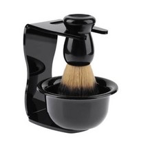 이발 면도 거품 통 거치대 원목 강모 솔 브러쉬 세트