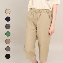 이푼아이 여성용 린넨 마 7부 허리 밴딩 바지