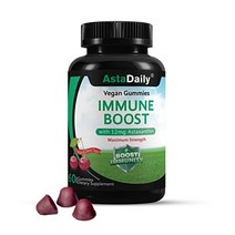 천연 아스타잔틴 12mg과 비타민 C 100mg 최대 강도 병당 60회 제공량 환상적인 체리 맛을 함유한 astadaily 면역 강화 비건 구미