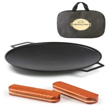 [Y+1] 퀸센스 솥뚜껑 티타늄코팅 인덕션 캠핑 그리들팬 + 전용가방포함 + 나무손잡이 풀셋트, 30cm+가방포함+우드손잡이