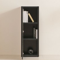 쿨러 400 낮은 3단 책장 다용도 오픈 수납장 책장, 쿨러 3단 롱 도어 책장, 블랙