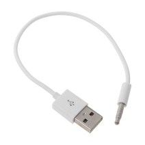 Apple iPod Shuffle 용 USB 3.5mm 데이터 동기화 충전 케이블 어댑터 2nd, White