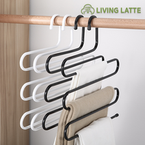 튼튼한 논슬립 5단바지걸이 멀티행거 다용도걸이 옷걸이, 블랙